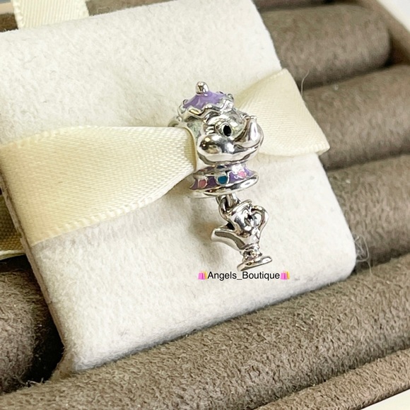 New Pandora Disney Beauty and the Beast Mrs. Potts and Chip Dangle Charm - Picture 7 of 9